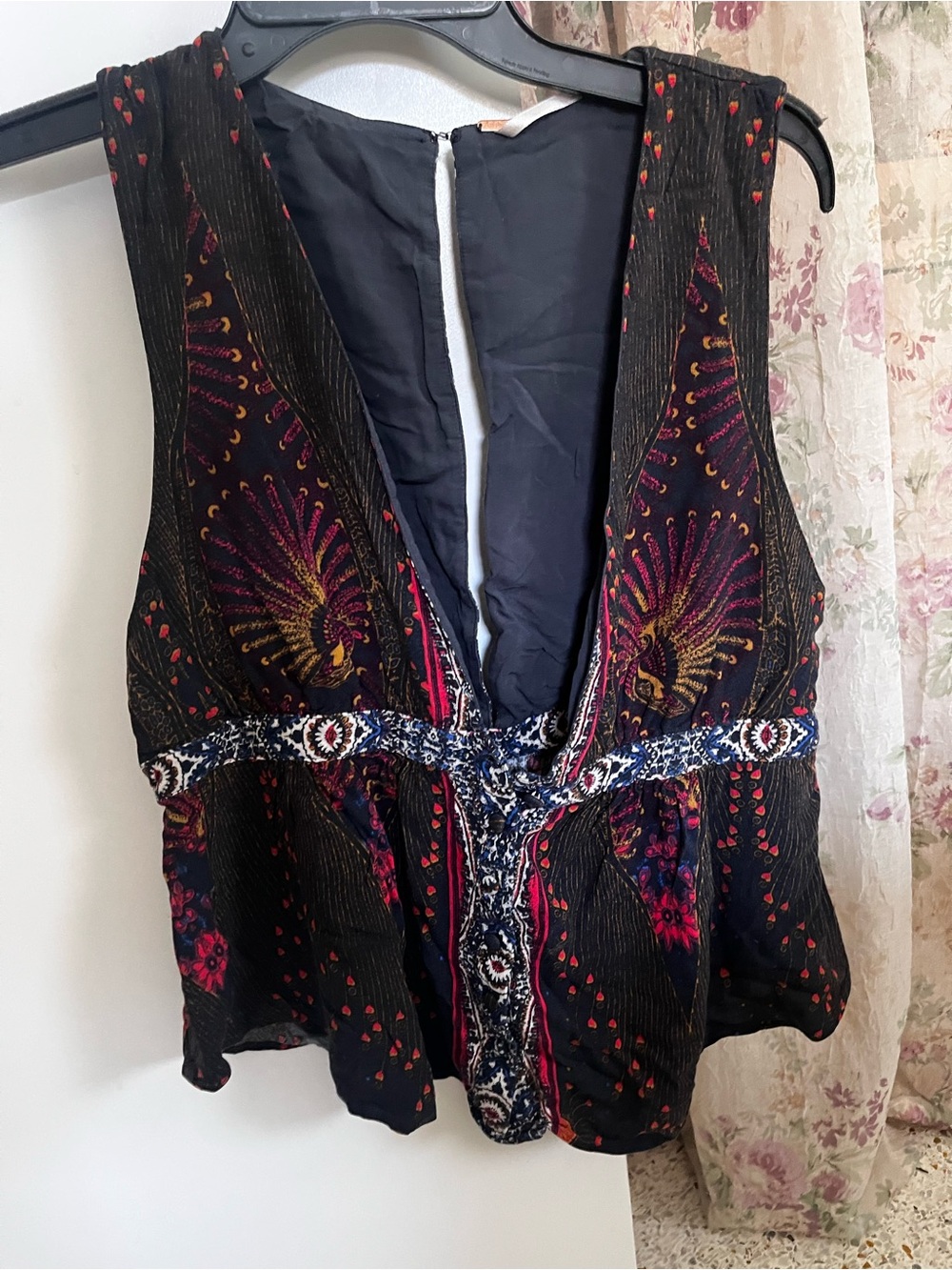 Free People Black Multicolor V Neck